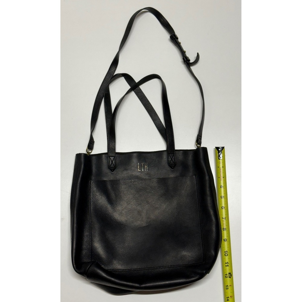 Madewell Medium Transport Tote Black Leather Crossbody Bag LTH Monogram G1493